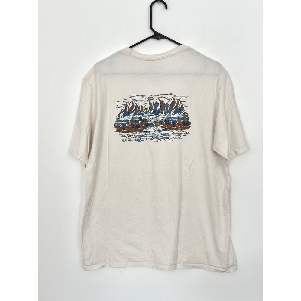 Patagonia Hawaii Pataloha Pocket T-Shirt Mens Large Cream Organic Cotton Graphic
